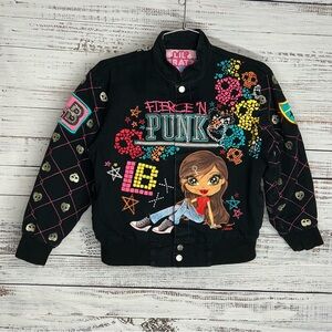 Bratz Youth Cotton Twill Cartoon Girl Kids Heavy Embroidery Jacket size L